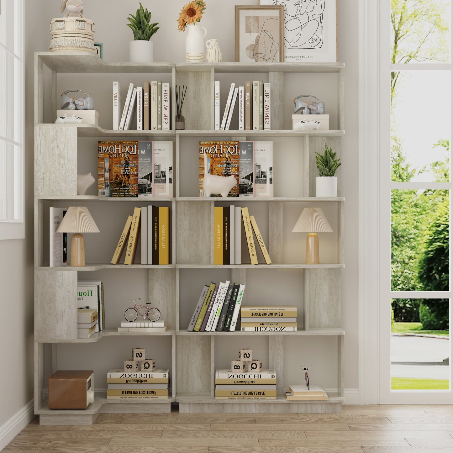 Set Of 2 Free Combination Bookcase Space Saving Corner Bookshelf 55cm