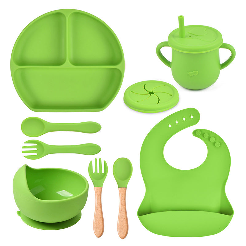 Silicone Solid Color Baby Tableware Set - Child Safe Dinnerware Kit