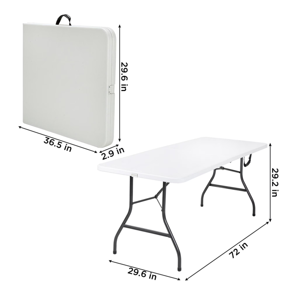 6 Foot Folding Table - Weather Resistant & Portable Design