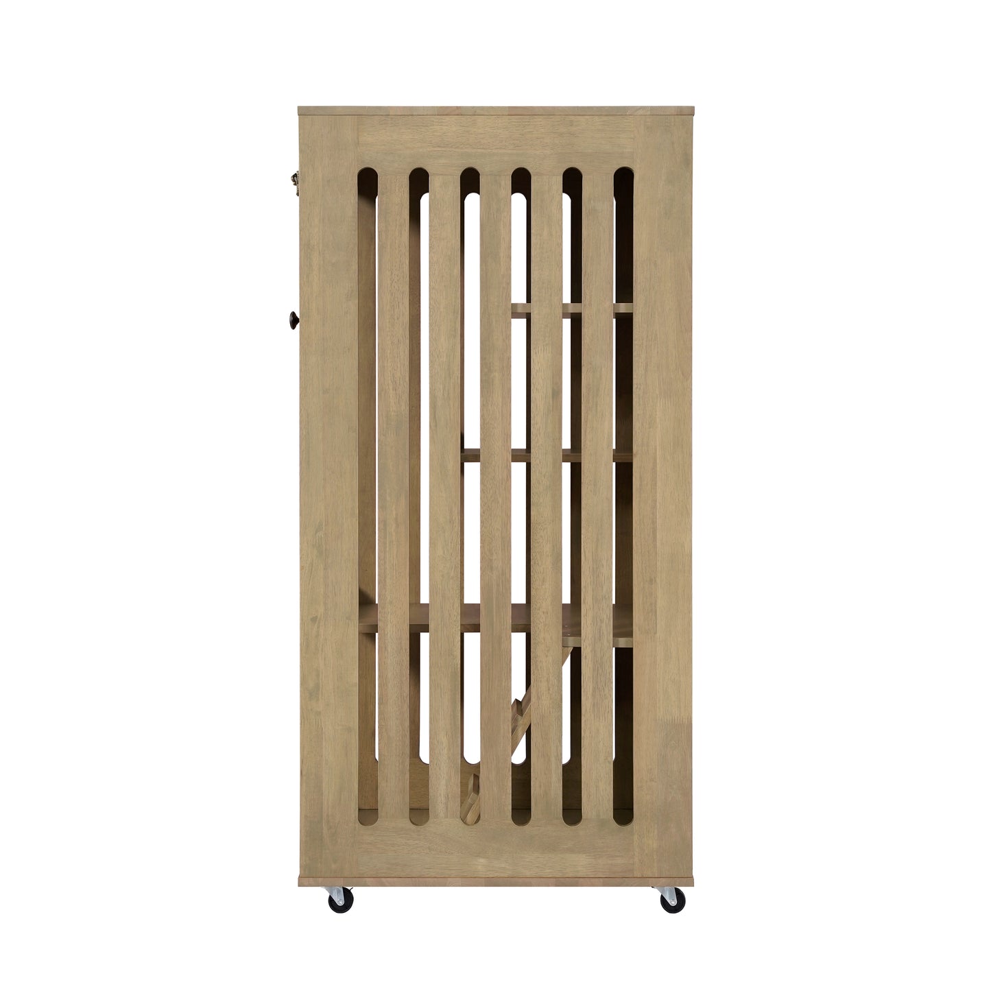 Rubber Wood Cat Enclosure with Multi-Level Shelves & Lockable Wheels - Natural Finish