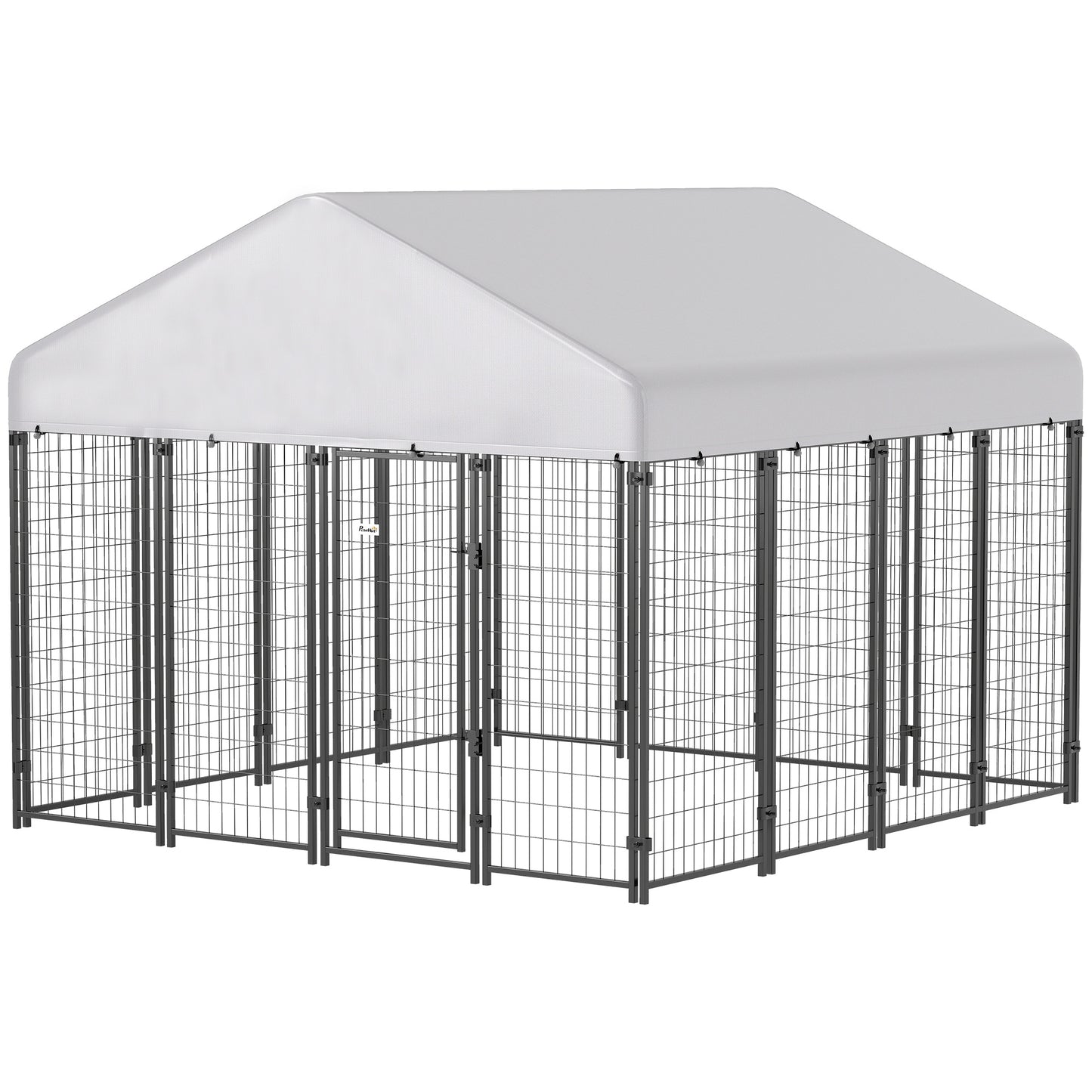 Heavy Duty Outdoor Dog Kennel with Roof, 8x8x6 ft Enclosure, Escape-Proof Lock