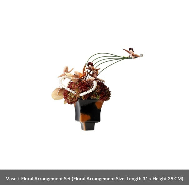 Small Ceramic Vase with Floral Arrangement for Home Decor