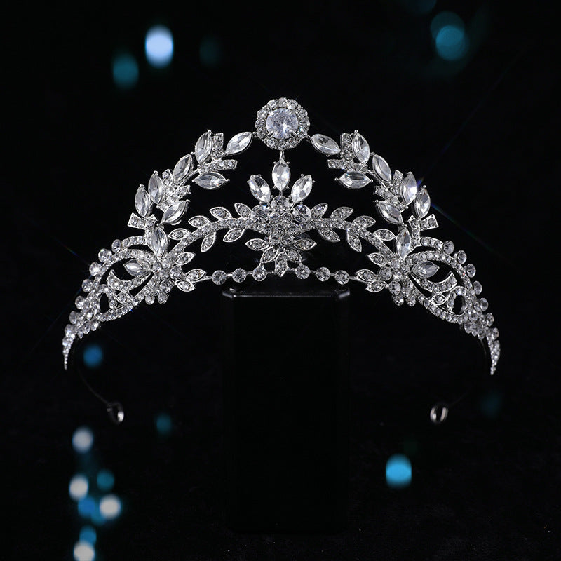 Gold Rhinestone Crown Wedding Headpiece