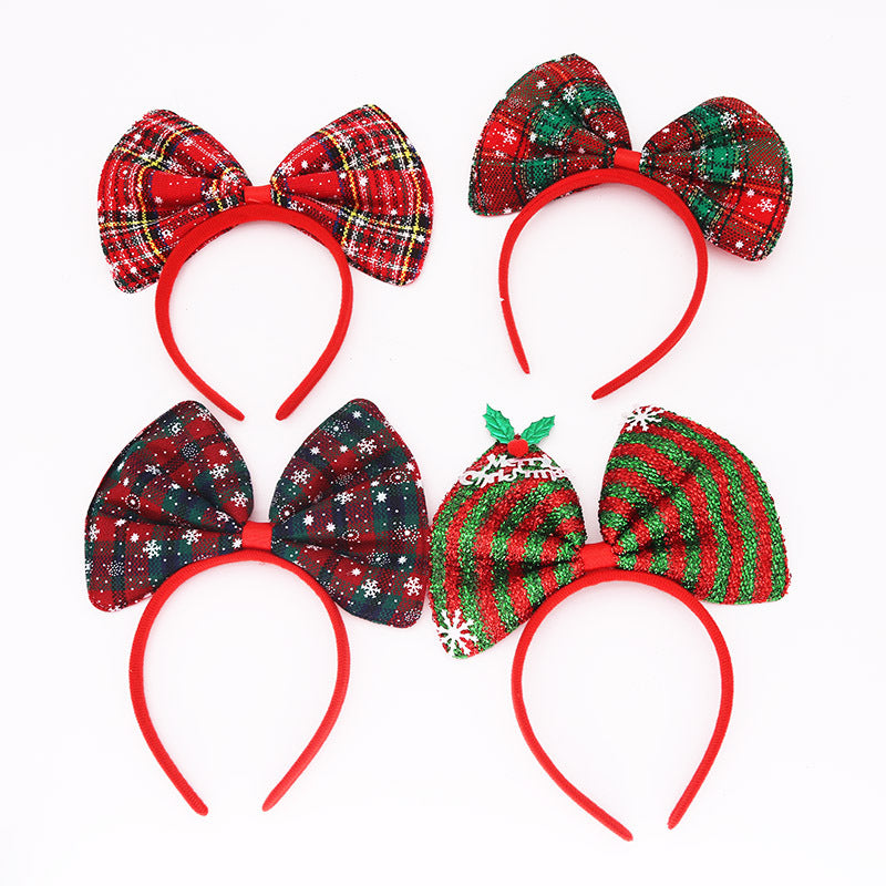 Children's Plaid Knot Headband - Red, Green & Dark Green Variants