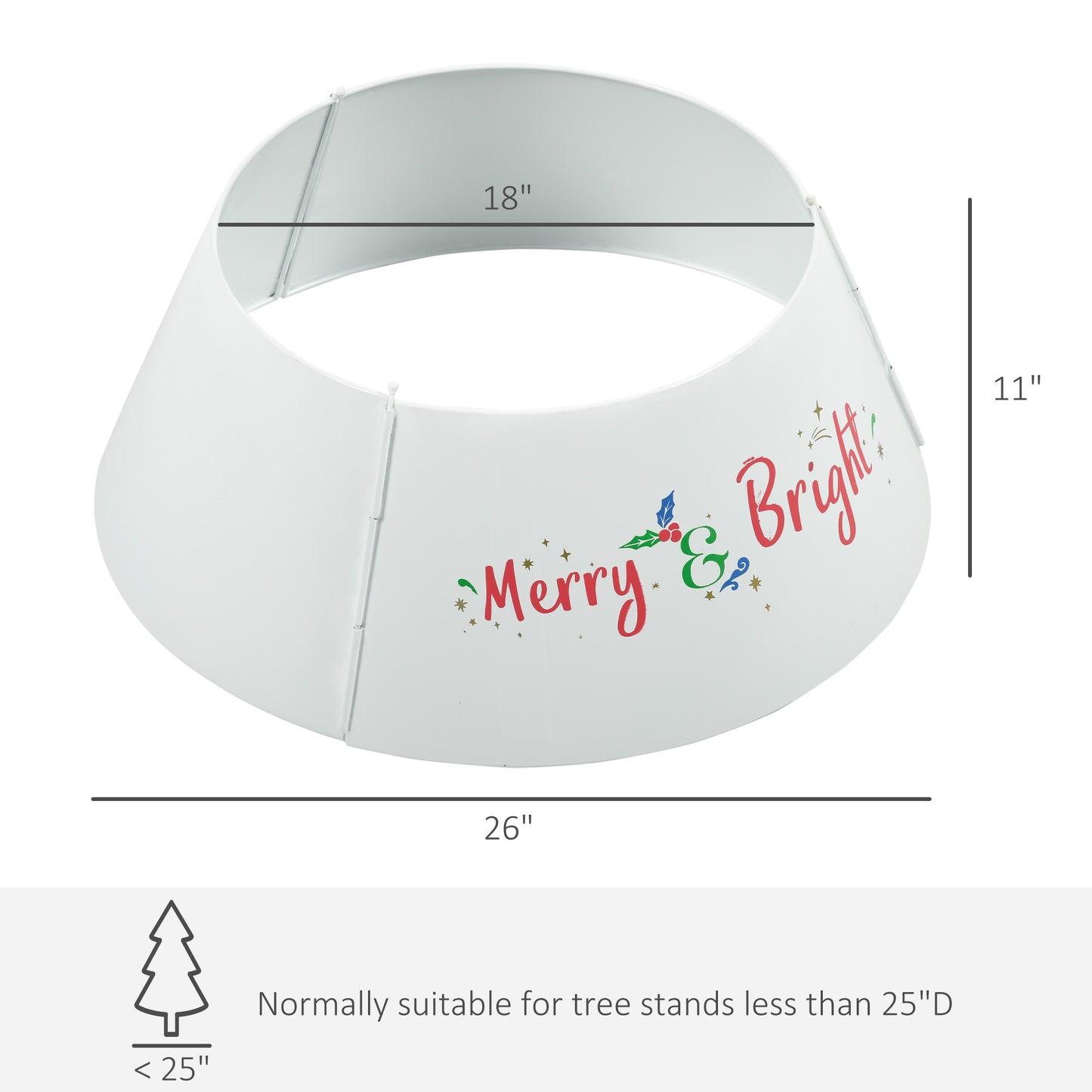 Christmas Tree Collar - Cream White Steel Decoration, 26"