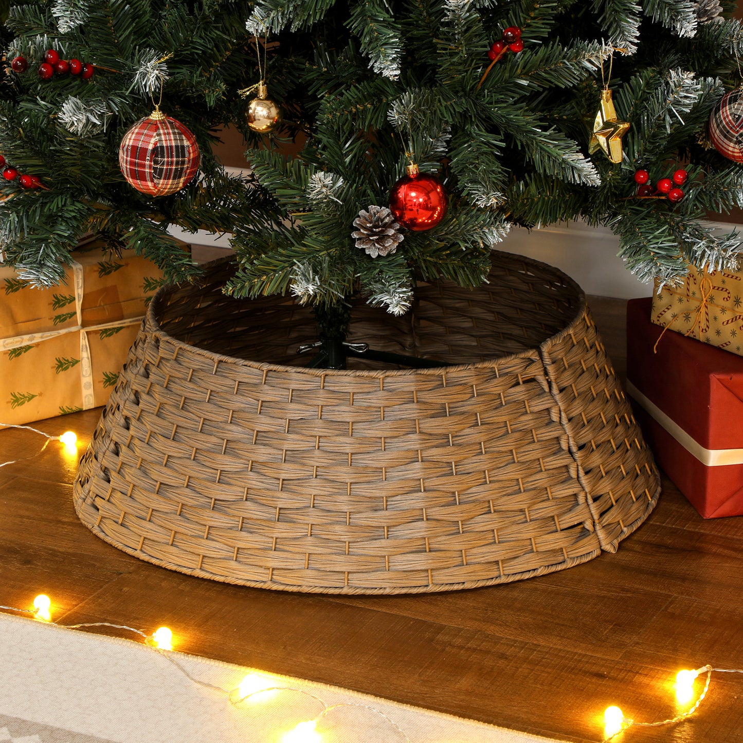 Rustic Christmas Tree Collar - 27 Inch Coffee Color