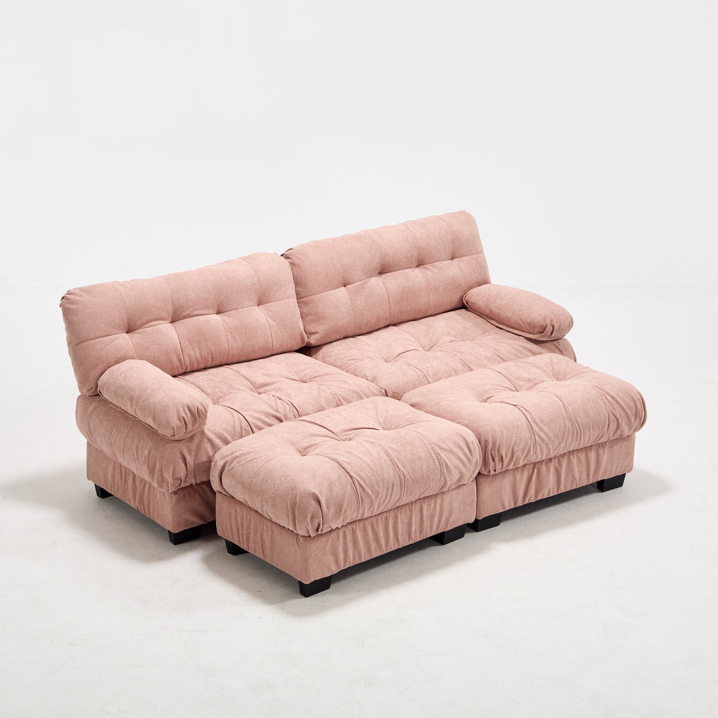 U Shaped Modular Sectional Sofa with Ottoman - Pink