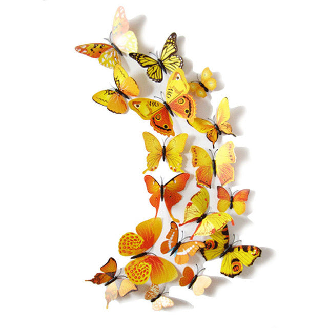 3D Butterfly Wall Sticker Set - Waterproof PVC Decor for Bedroom & Living Room