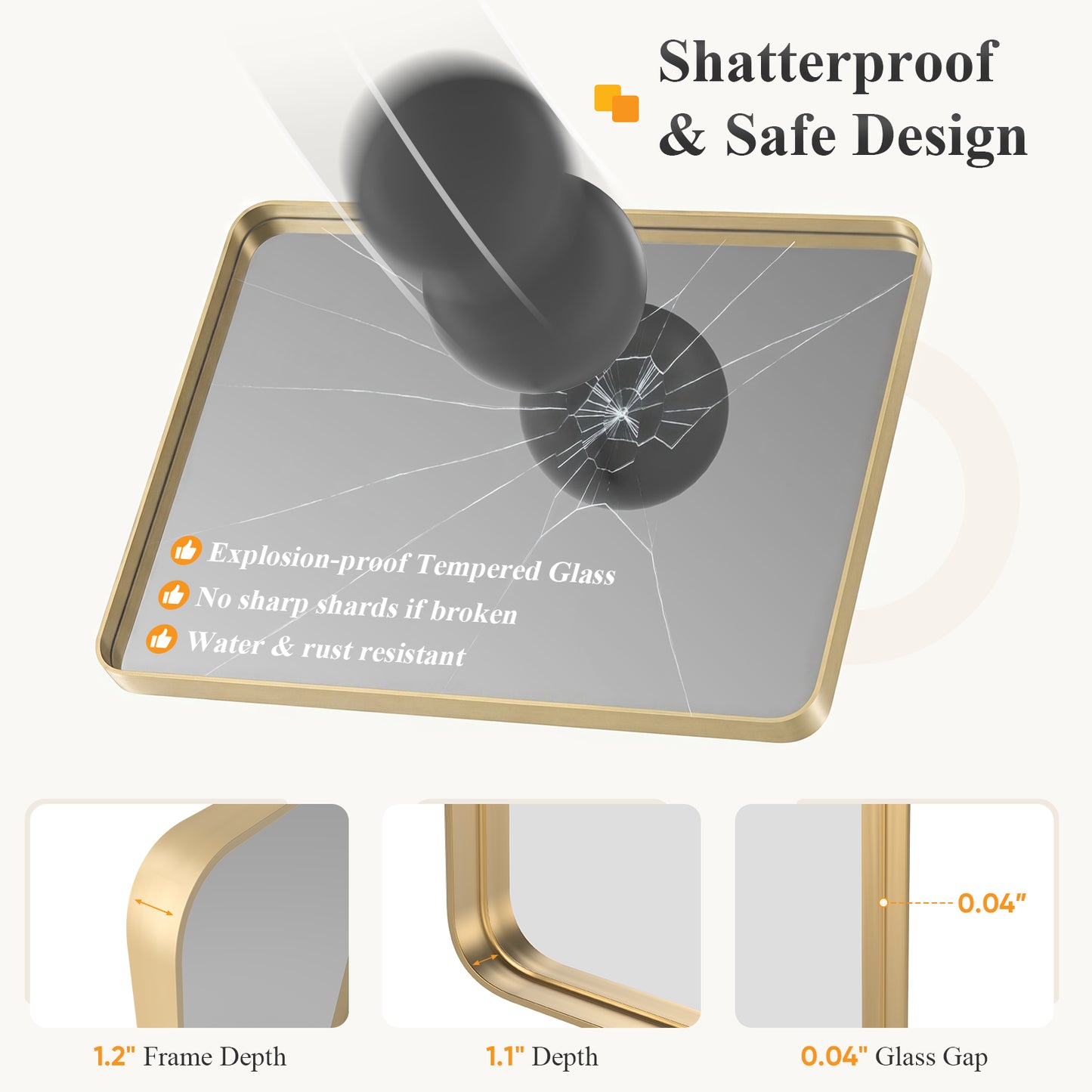Rectangular Metal Frame Wall Mirror - Modern Decorative Home Decor