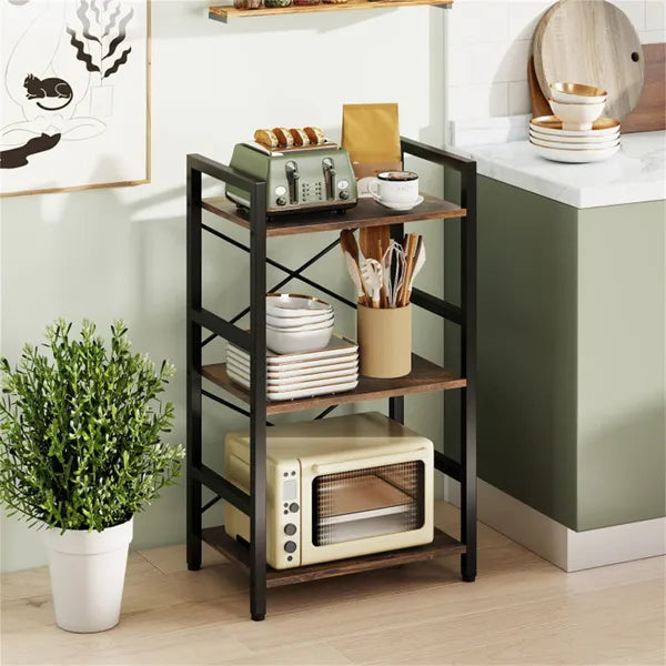 4-Tier Industrial Bookshelf - Rustic Brown & Black, Heavy-Duty Metal Frame