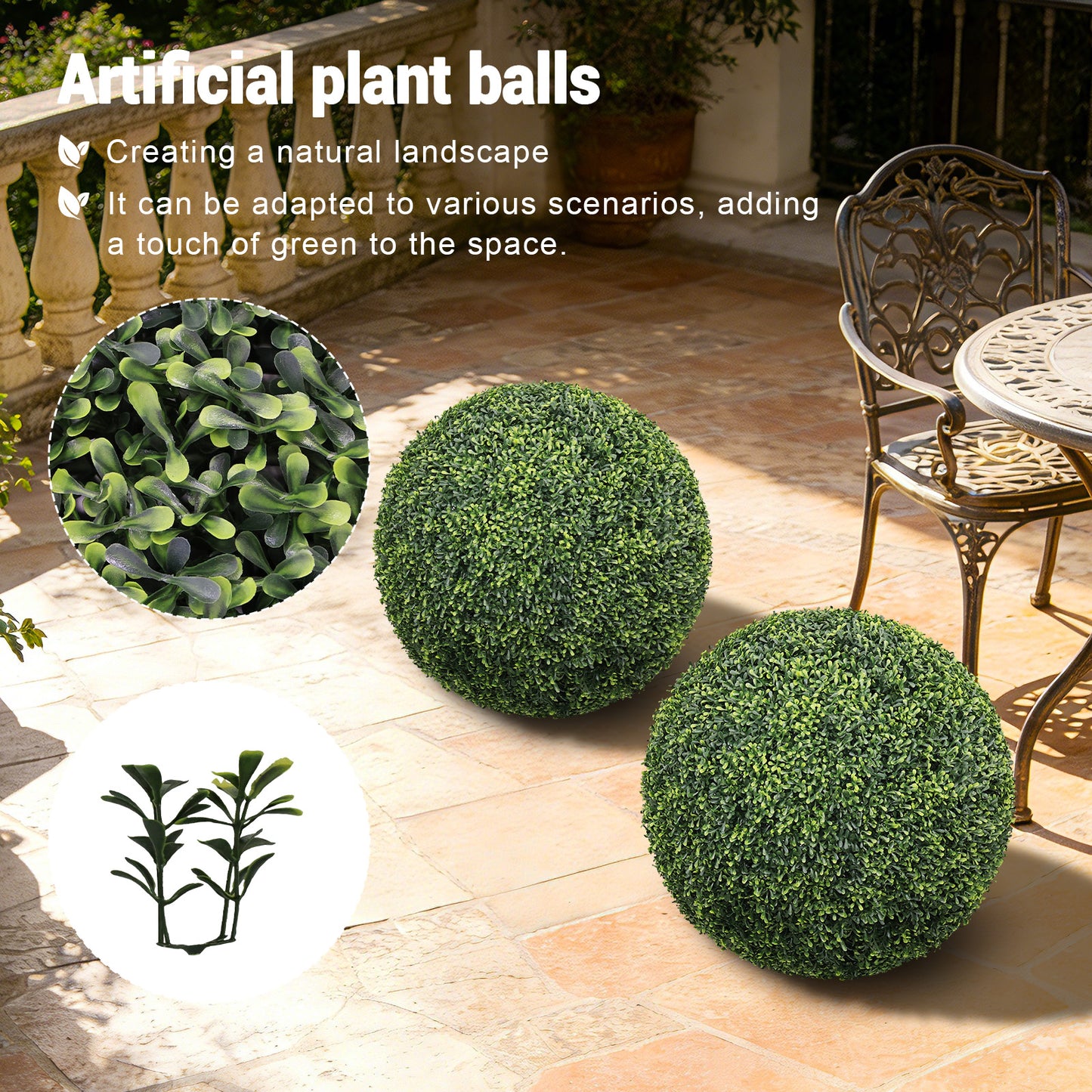 22.4-Inch Artificial Boxwood Topiary Balls - 2pcs Set