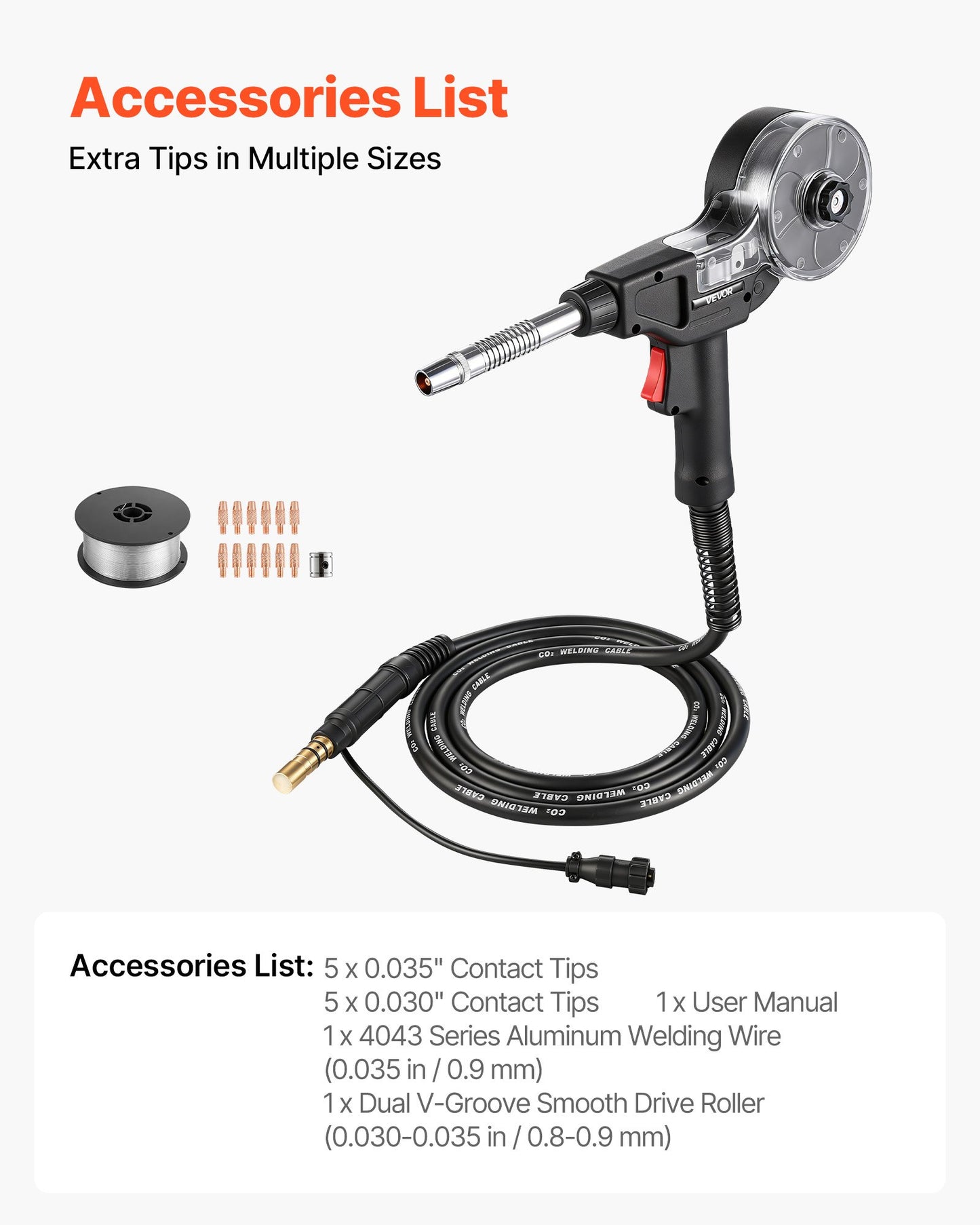 135Amp MIG Spool Gun Replacement Kit for Miller Spoolmate 100 - 10FT Cable & Tips