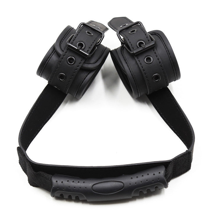 Black Leather Handcuffs for Bondage Training, Adult Wellness Toy
