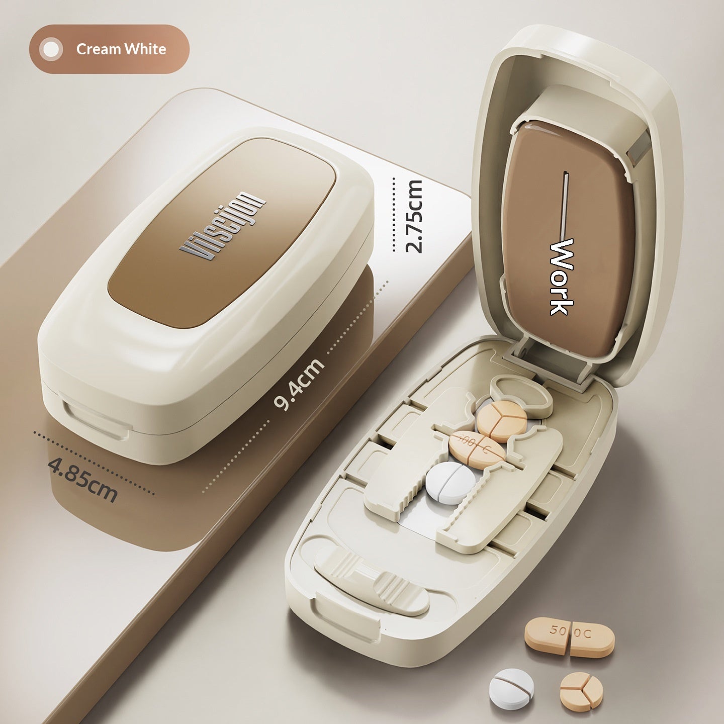 Multi-Function Pill Cutter with Compartments - Small Size