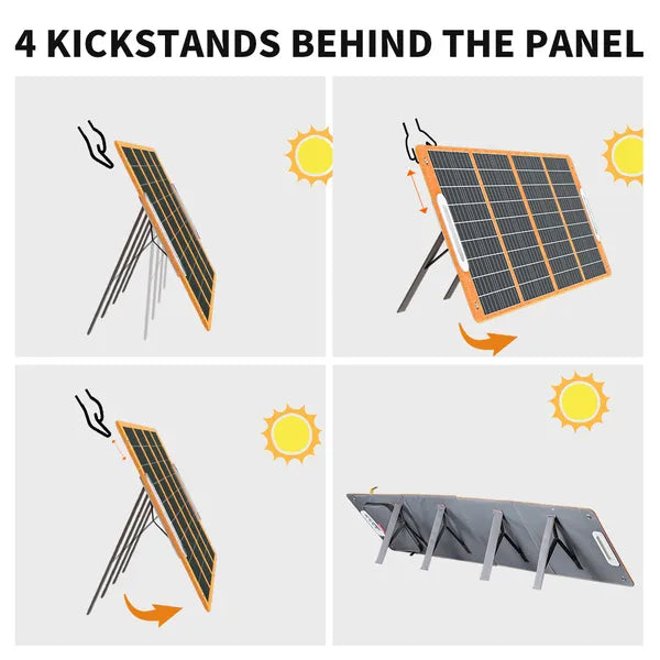 100W Portable Solar Panel - Foldable Charger with USB & DC Output