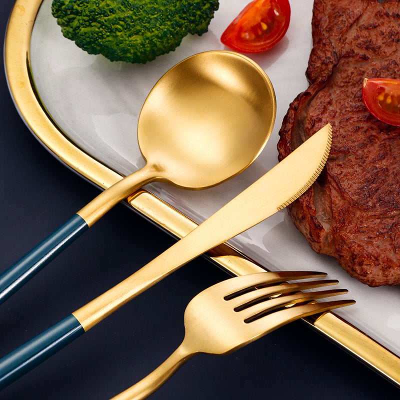 Stainless Steel Dinnerware Set - Thick Portuguese Cutlery, Silver Finish