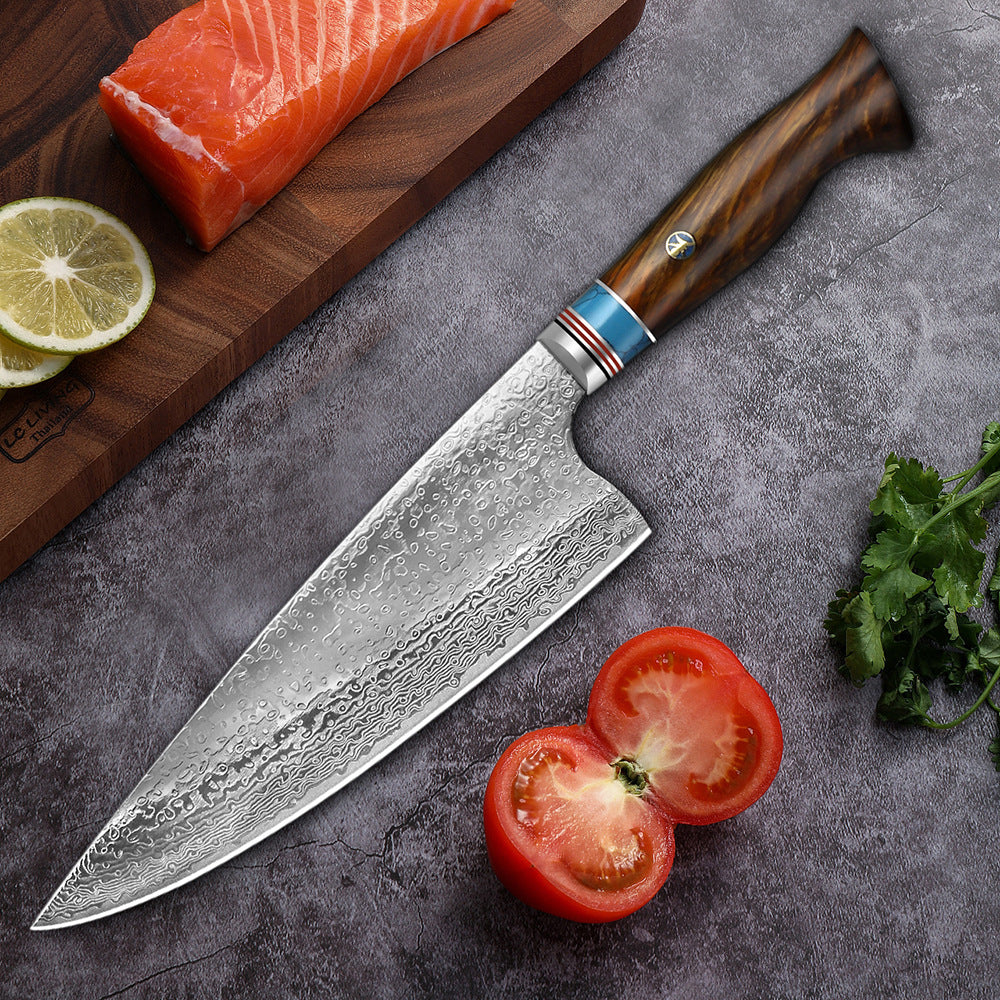 Damascus Steel Chef's Knife - 21 Inch Kitchen Slicing Knife with VG10 Steel