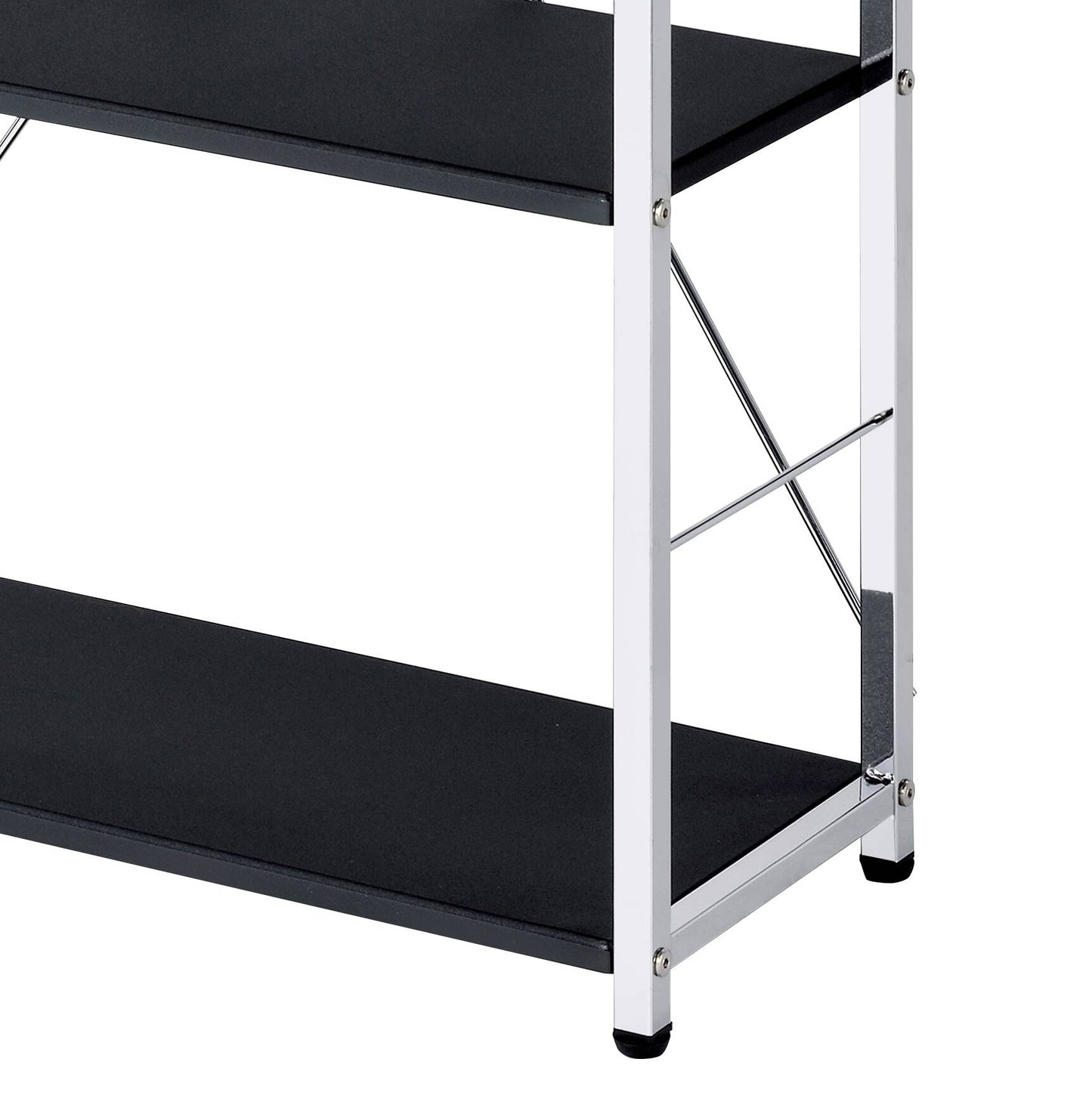 Black & Chrome Finish Bookshelf - Metal & Synthetic Wood