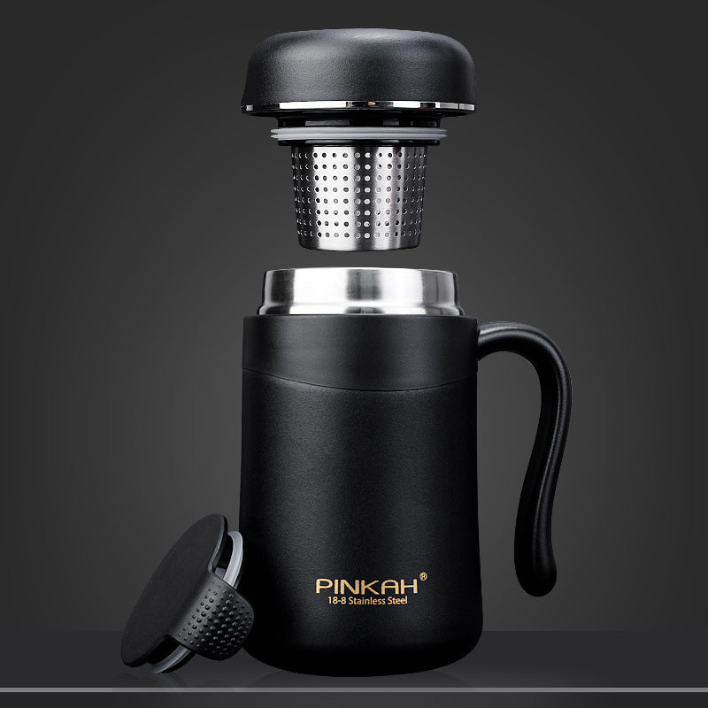 350ml Office Mug with Handle and Tea Drain, Insulated Drinkware