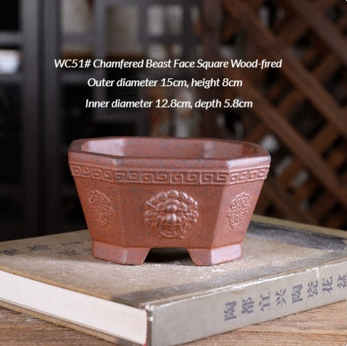 Wood-Fired Bonsai Pot with Yixing Clay Options - Garden & Indoor Plant Container