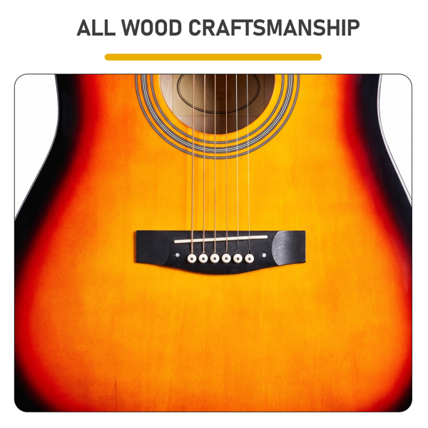 41-Inch Sunset Color Cutaway Dreadnought Acoustic Guitar Set