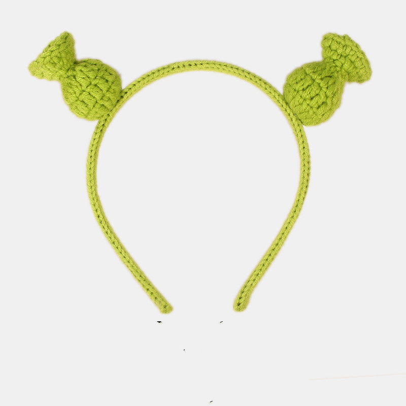 Unisex Wool Crocheted Shrek Headband - Handmade Cartoon Hair Accessory