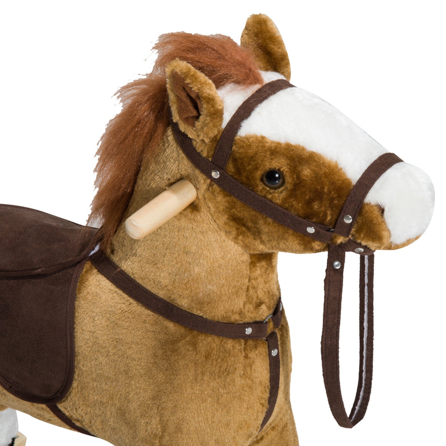 Plush Rocking Horse for Kids with Realistic Sounds - Brown