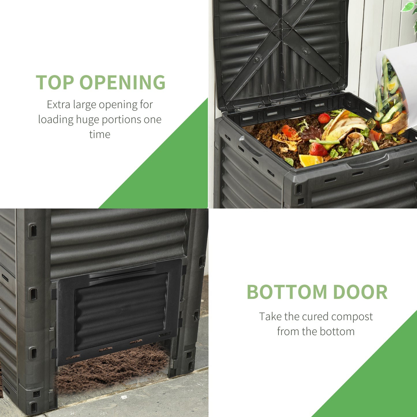 80 Gallon Outdoor Compost Bin - Large Capacity Garden Aerator & Fertilizer Maker, Easy Assembly, Black