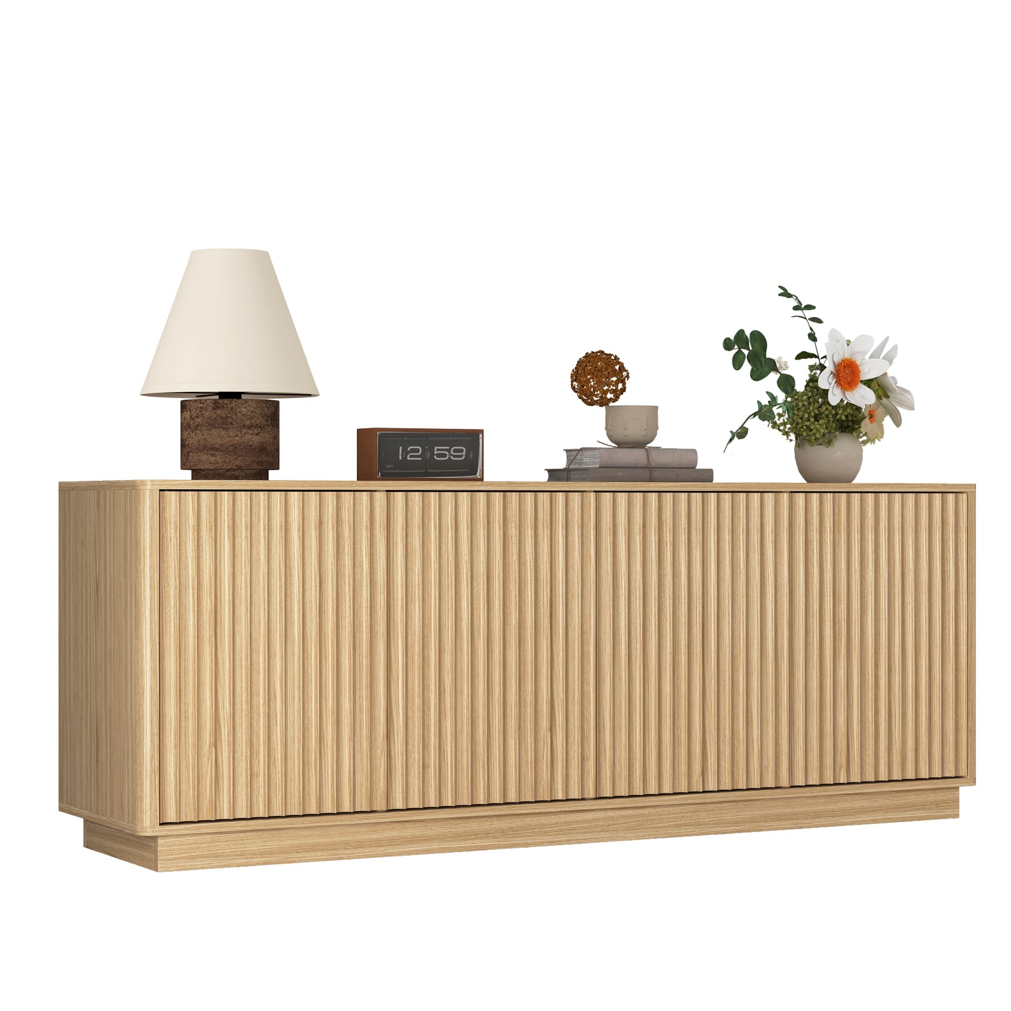Natural Buffet Cabinet with Storage - 62.99" Sideboard & Shelves