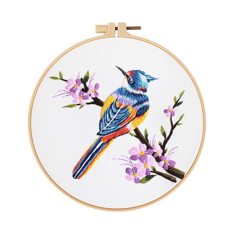 Flower and Bird Embroidery DIY Kit with Frames - Multiple Variants
