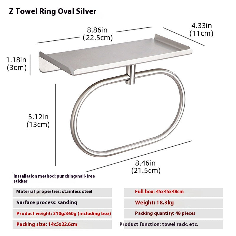 Stainless Steel Towel Ring | Bathroom Wall Mount Holder & Storage