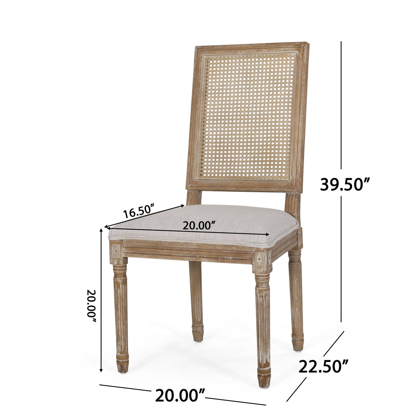 Light Grey Dining Chair Set of 2 - French Country Style