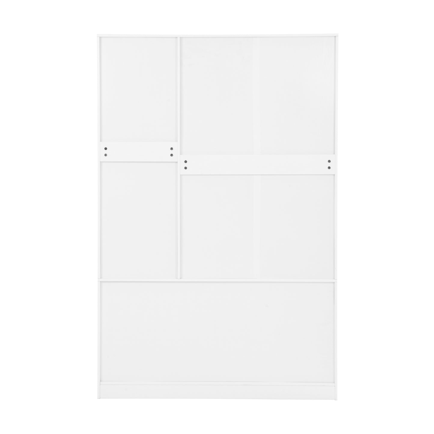 4-Door White Wardrobe Closet with Mirror & LED Lighting