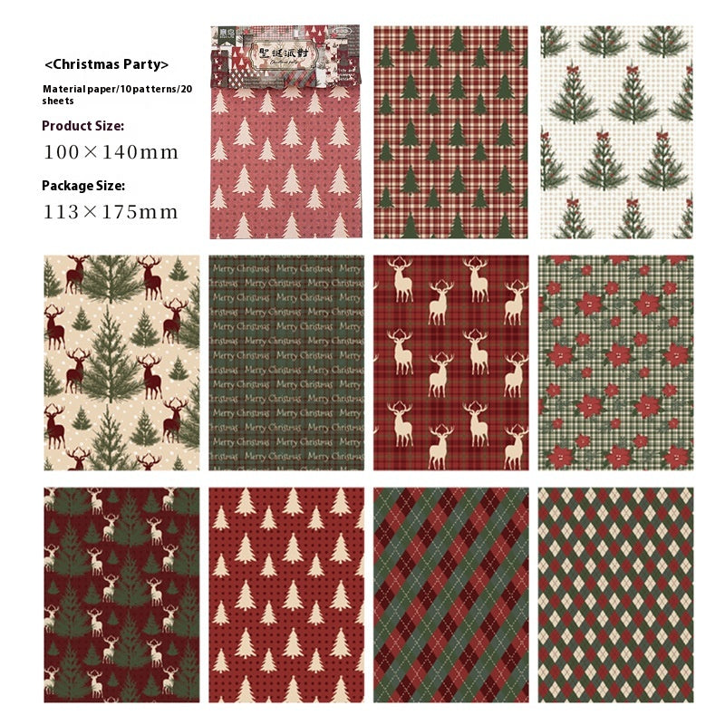 Retro Decorative Paper Sheets for Festive & Holiday Crafts - 20 Pack
