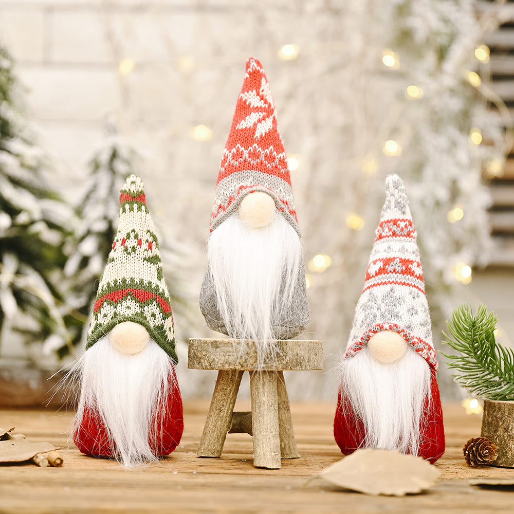 Christmas Forest Elderly Doll Ornament - Holiday Decorative Figurine
