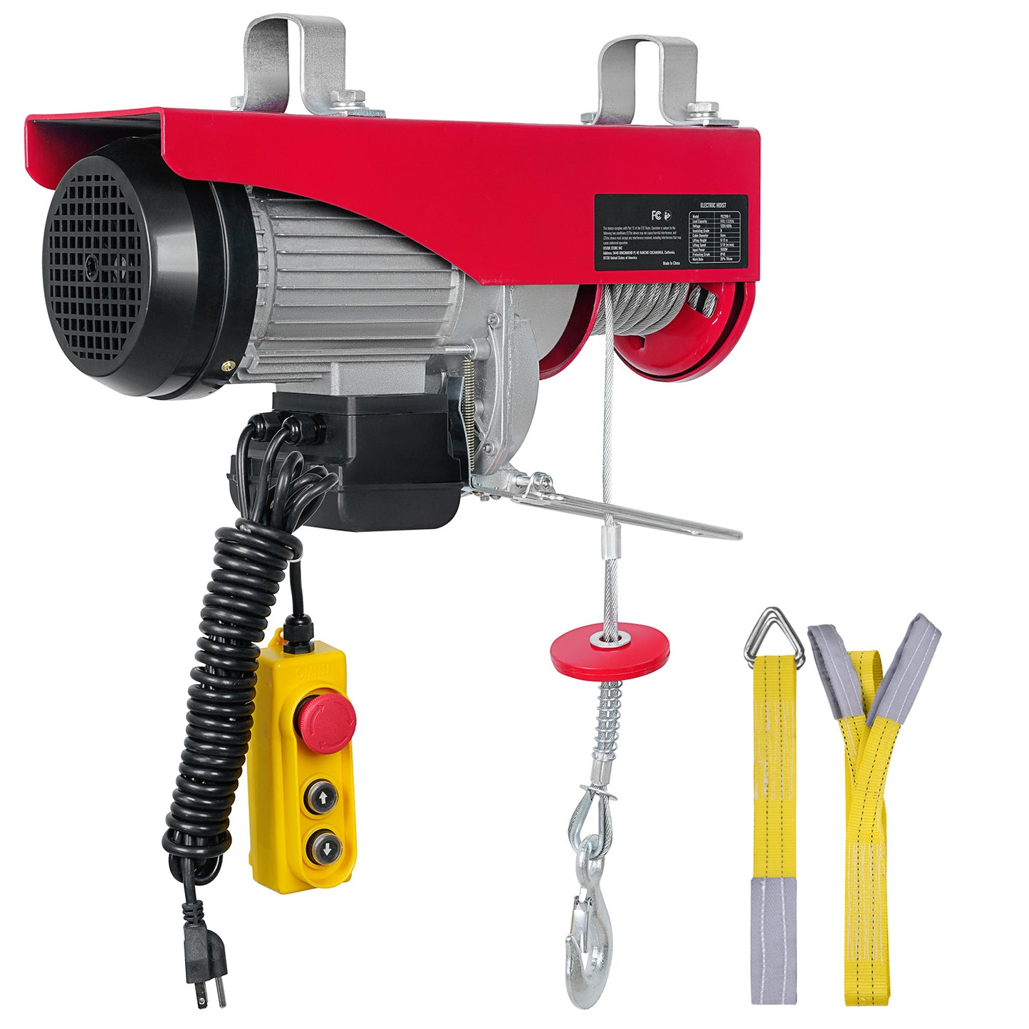 Electric Hoist 1320 Lb Capacity 1150W Steel Wire Winch with Remote for Garage & Industrial Use