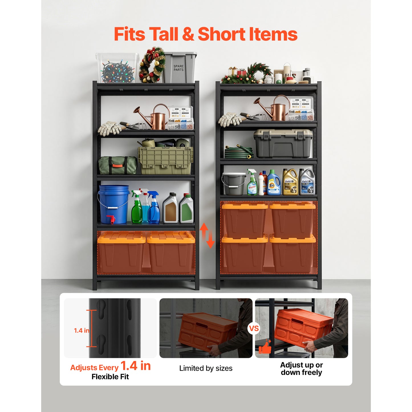 Heavy Duty Garage Storage Shelves - 5-Tier Adjustable Metal Utility Rack - 3000 Lb Capacity