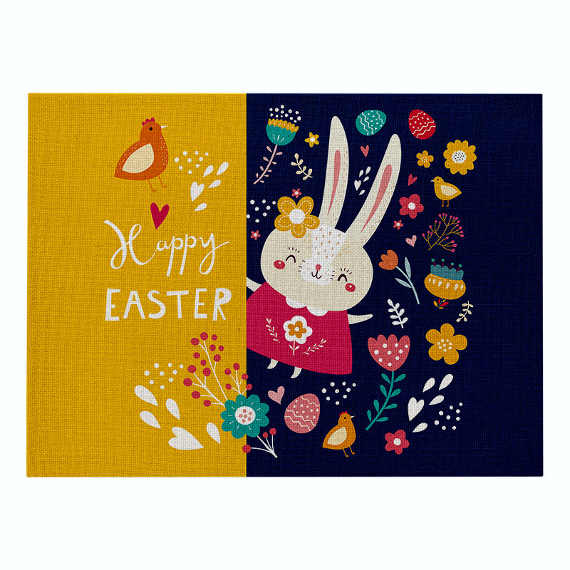 Cartoon Rabbit Kitchen Coaster Set Anti-Scalding Cotton Linen Placemat