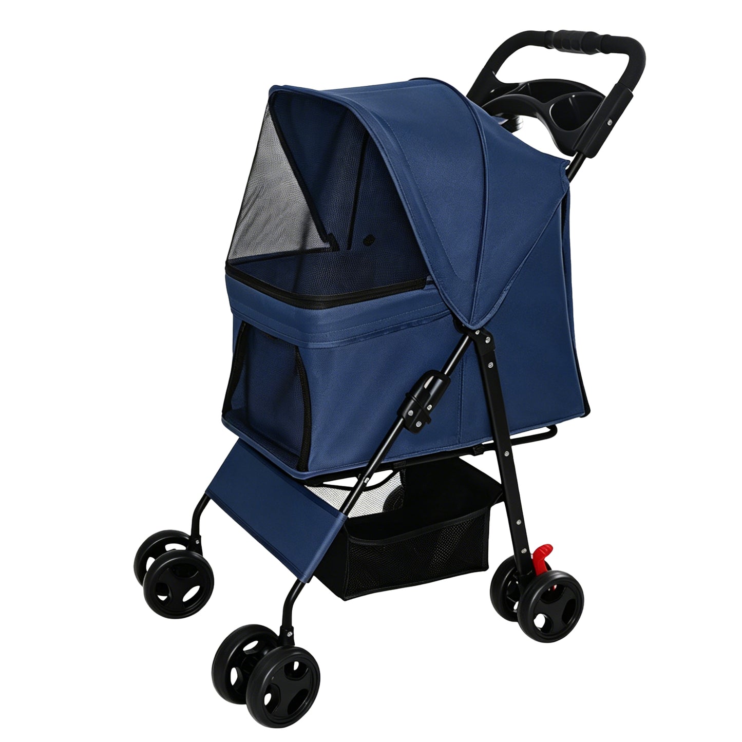 Foldable Pet Stroller for Small Dogs and Cats - Blue, 28 lbs Capacity