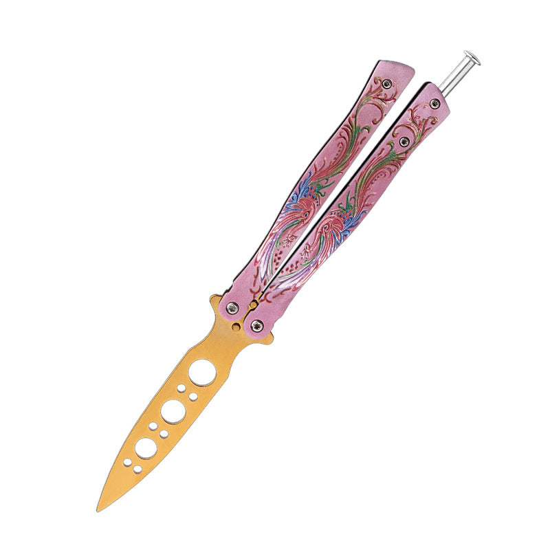 Butterfly Folding Knife Outdoor Training Flail Knife - Full Length 220mm, Stainless Steel, Multiple Colors