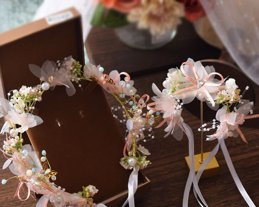 Silk Flower Wreath Hair Band for Weddings