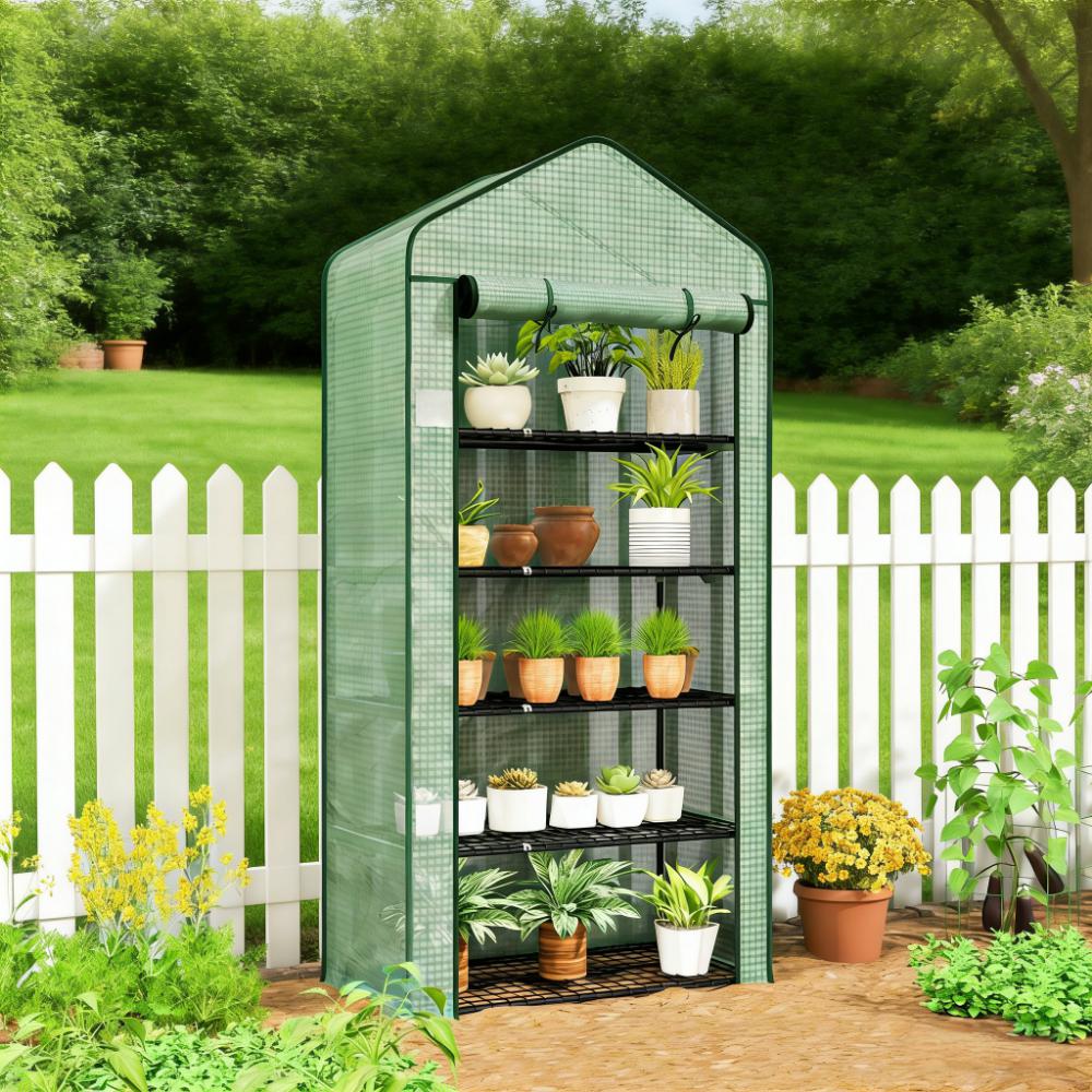 Mini Portable Greenhouse with 5 Shelves - Green
