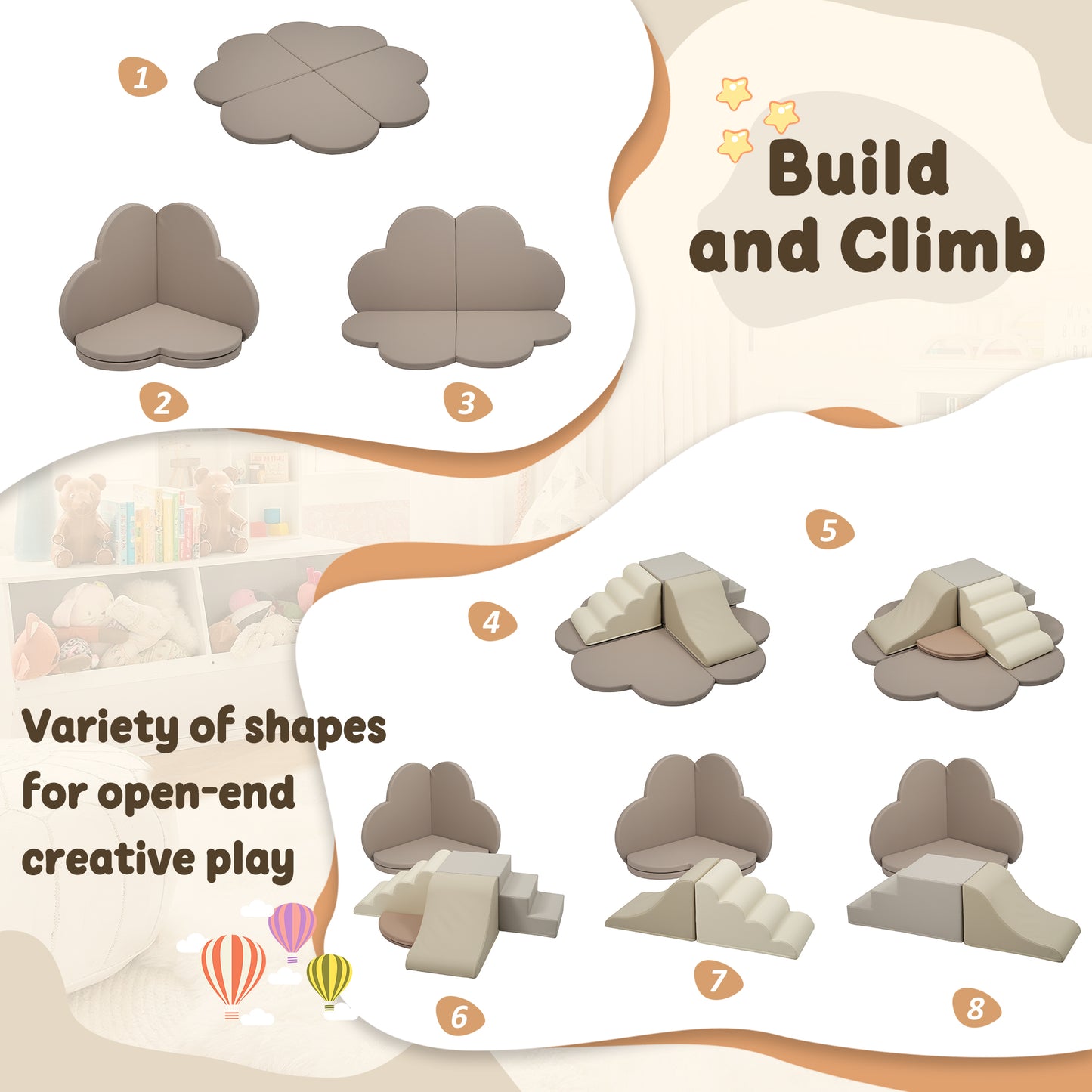 Soft Foam Block Play Structures Climbers For Child Development,