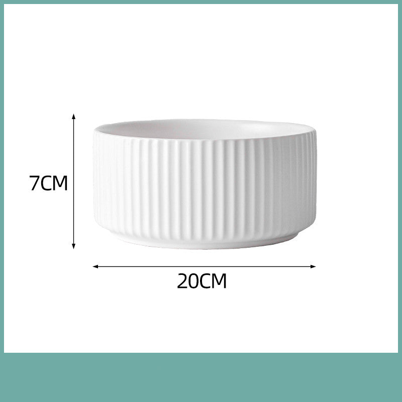 Ceramic Household Bowl Set - Food Safe, Solid Color, 6/8 Inch or Set