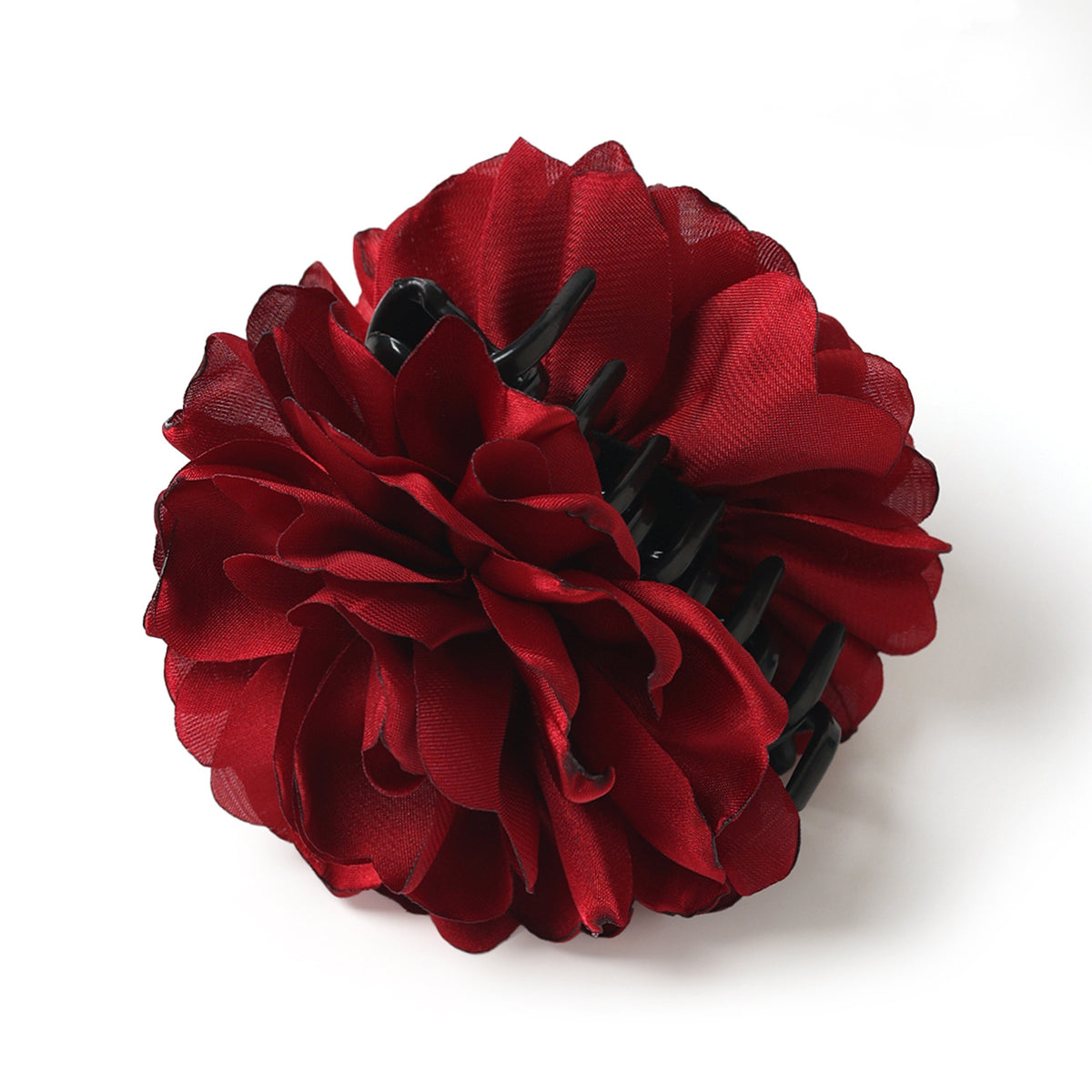 Minimalist Satin Camellia Hair Clip for Women - Large French-Style Gripper