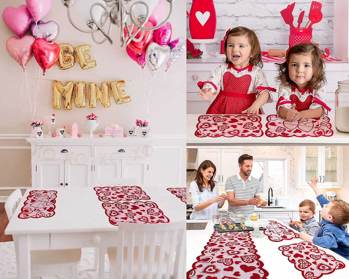 Lace Heart Table Runner - 13 x 72 Inch Valentine's Day Decor