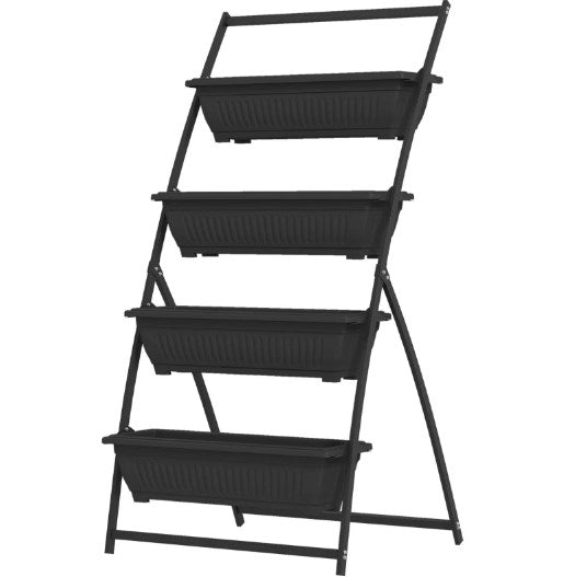 4-Tier Vertical Plant Stand for Vegetables & Flowers - Black