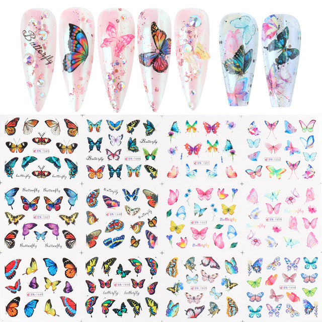 Nail Art Stickers Watermark Decals for Manicure - Sun Butterfly Galaxy Series