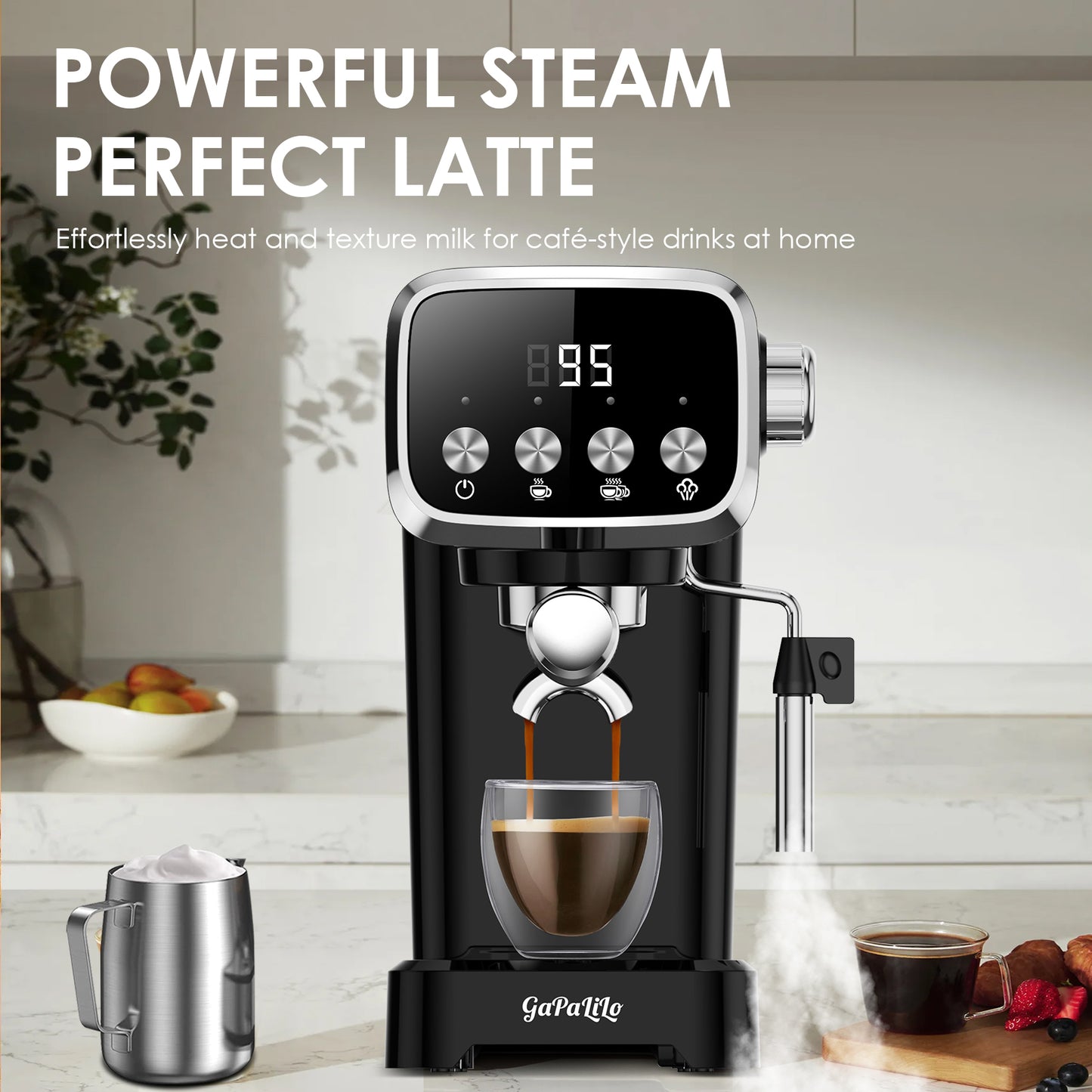 20BAR Slim Espresso Machine with Milk Frother & Cup Warmer