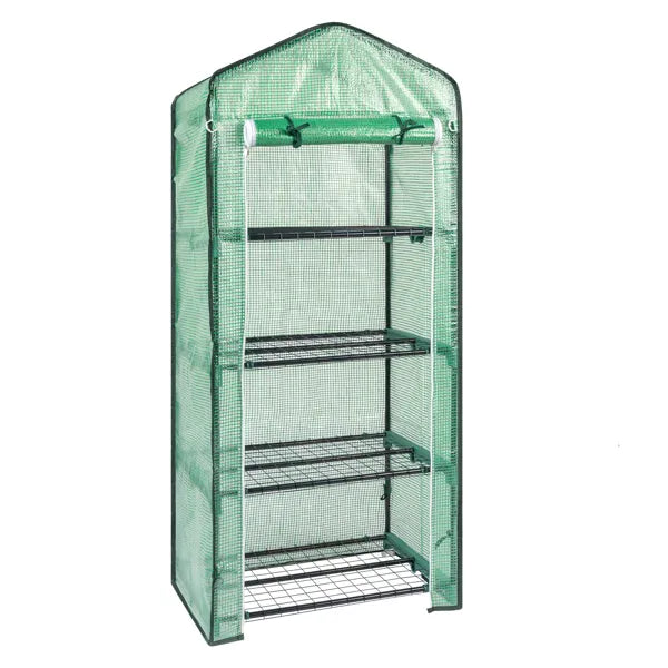 Portable Greenhouse with 4 Shelves - Black Iron Frame